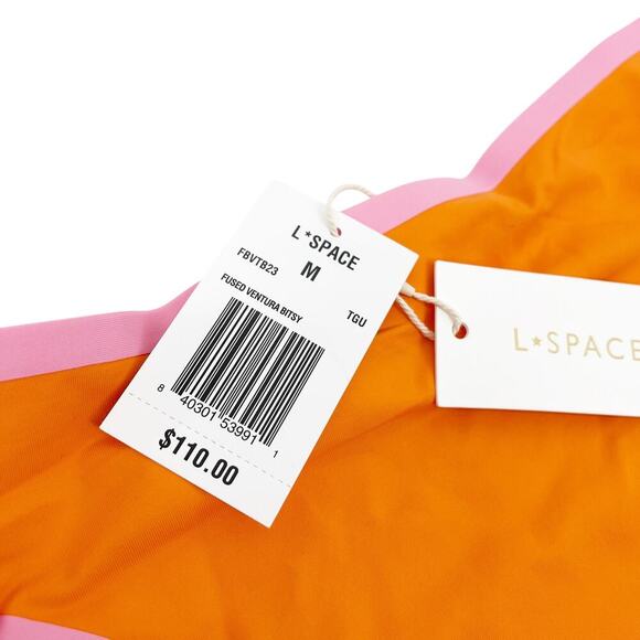 L*Space Fused Ventura Bitsy Bikini Bottoms High Cut Tangerine/Guava Medium NEW - Picture 6 of 7